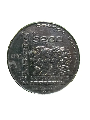 1985-M 200 Pesos, 176th Anniversary of Mexico Independence - Image 1 of 2