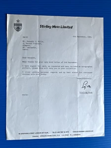 STIRLING MOSS - LATE GREAT F1 DRIVER - EXCELLENT SIGNED ONE PAGE LETTER - Picture 1 of 1