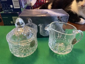 Cristal D'Arques Longchamp Kristall Milchkännchen & Zucker (mit Deckel) Set Vintage 1978 Frankreich - Bild 1 von 15