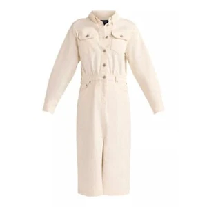 Scoop Women's Midi Light Wash Denim Shirt Cream Long Sleeve Dress, Size S (4-6) - Picture 1 of 3