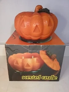 Vintage JC Penney Pumpkin Duftkerze mit Glasteller - Bild 1 von 4