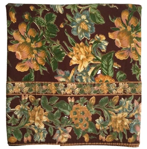 April Cornell Large Rectangular Tablecloth 58 x84 Multicolor Floral On Brown VGC - Bild 1 von 8