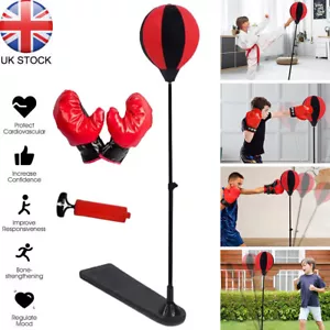 PUNCH BAG BALL MITTS GLOVES KIDS KIT BOXING GIFT SET FOR KID JUNIOR FREE STAND - Picture 1 of 12