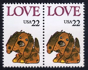 Scott #2202 Puppy Love Horizontal Pair of Stamps - MNH - Picture 1 of 1