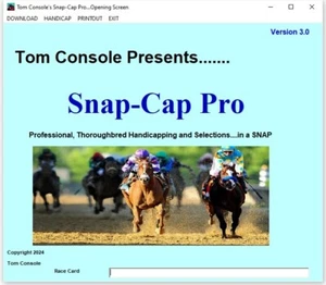 Snap Cap Pro 2024 Thoroughbred Horse Race Handicapping Software by Tom Console - Picture 1 of 5