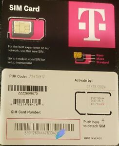 TMobile Sim Card 4G LTE, 5G  REPLACEMENT FACTORY 3IN1 SIM CARD. NEW UNACTIVATED 