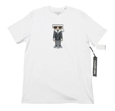Karl Lagerfeld Men's White Graphic Print Crew-Neck Short Sleeve T-Shirt - Image 1 of 4