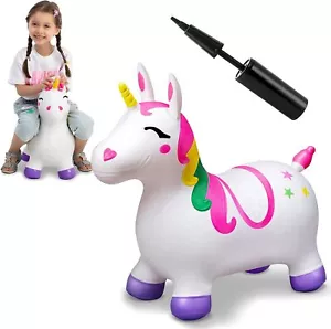 Aufblasbares hüpfendes Einhornpferd Kinder reiten auf Türsteher Trichter Geburtstagsgeschenk - Bild 1 von 6