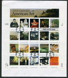 1988 US stamp sheet FDC: Four Centuries of American Art, Marked Aug 27,1988 - Picture 1 of 3