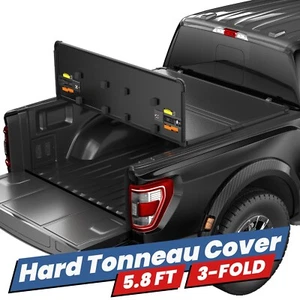 New 3-Fold 5.8FT Hard Truck Bed Tonneau Cover w/ Lamp For 2009-2025 Ram 1500 - Picture 1 of 19