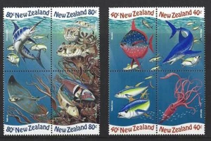 NEW ZEALAND 1999 FISH 2 BLOCKS OF 4 UNMOUNTED MINT, MNH - Picture 1 of 1