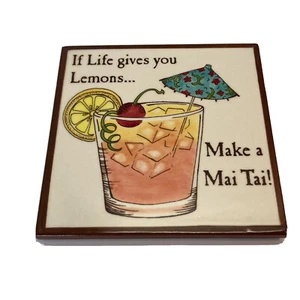 Life Gives You Lemons-Mai Tai Banana Patch Studios Ceramic Trivet/Wall Hanging - Picture 1 of 5