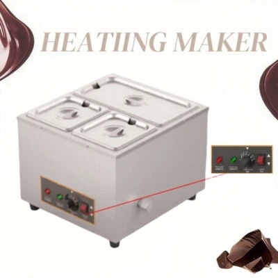 3 Pots Electric Chocolate Maker Melter Mechanical Stainless Steel Heater Machine - Image 1 of 4