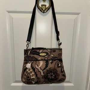 Spartina 449 Daufuskie Island Brown Floral Shoulder Crossbody bag *EUC* - Picture 1 of 11