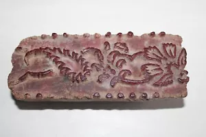 Ancien tampon encreur en bois Art Populaire pour imprimer tissu papier peint - Picture 1 of 6