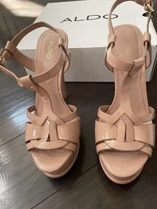 Aldo Ysl Tribute Blush Nude Platform Sandals Sz 7 - Picture 1 of 12