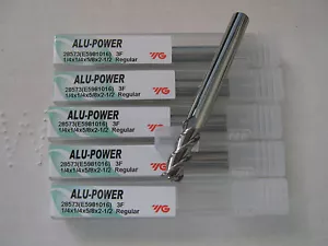 5 Stück 1/4"x5/8" LOCx2 1/2"OAL YG-1 ALU-POWER 3 Flöte Hartmetall Schaftfräser ALUM "NEU" - Bild 1 von 2