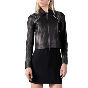 DIESEL BLACK GOLD LAKOR BGGBR Genuine Leather Metal Slim Fit Womens Outwear Coat - Picture 1 of 4