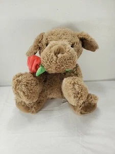 Russell Stover Plush 11" Puppy Dog Love Valentines Rose Stuffed Animal Plush - Picture 1 of 8