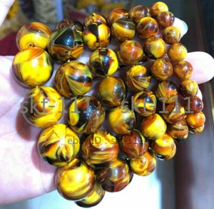 Certificate 10-20mm Natural Golden Beeswax Amber Buddha Beads Bracelet for Men - Picture 1 of 11