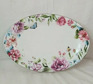 Grace Teaware Floral Oval Porcelain Serving Tray / Platter 14* - Picture 1 of 20