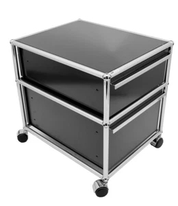 USM Haller- Rollcontainer mit 2 x Schüben - Metall - graphitschwarz - Bild 1 von 10