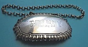 A George III Guss Silber "BRANDY" Dekanter Weinetikett, Elizabeth Morley, 1808 - Bild 1 von 3