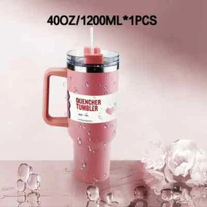 Pink Stainless Steel Tumbler Water Bottle Reusable Double Wall Travel Mug - Picture 1 of 6