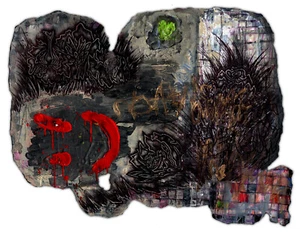 Original JUSTIN AERNI Gemälde um 2020 dunkle Kunst makabre modern: BABYFROT - Bild 1 von 1