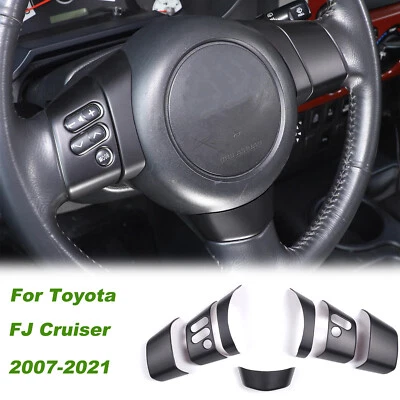 哑光黑色方向盘纽扣装饰盖 ABS 适用于丰田 FJ Cruiser 2007-2021 — 第 1/4 张图片