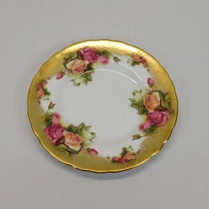 Royal Chelsea Golden Rose Fine Bone China 6.5" Bread Butter Plate Wide Gold Trim - Picture 1 of 9