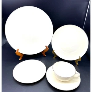 Holiday Noritake Olympia Platinum S X303-P China 5 pc Minimalist Set MCM 12 - Picture 1 of 11