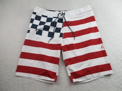 Fox Board Shorts Para Hombres 36 Rojo Blanco Azul Bandera de EE. UU. Bañador Playa Foto 1 de 4