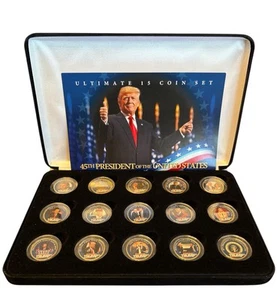 Donald Trump Ultimate 15 Coin Box Set Washington DC Quarters 45th President - Picture 1 of 15