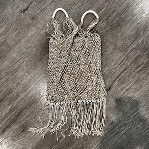 Bolso de Hombro Hobo Macramé Para Mujer Marfil Boho Hippie Y2K Forrado Cartera - Imagen 1 de 7