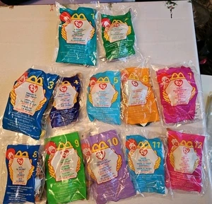 Vintage 1999 McDonald’s Ty Teenie Beanie Babies FULL SET 12 Babies + BONUS BAG!! - Picture 1 of 10