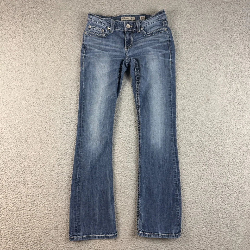 BKE Denim Jeans Womens 24R Blue Sabrina Bootcut Thick Stitch Low Rise Stretch - Image 1 of 4