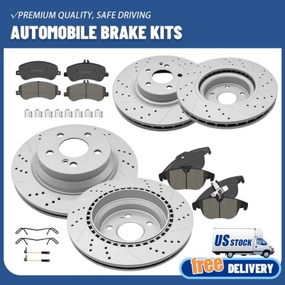 Rotores de freno perforados delanteros + traseros pastillas de cerámica para Mercedes-Benz GLK350 2009-2015 Foto 1 de 4