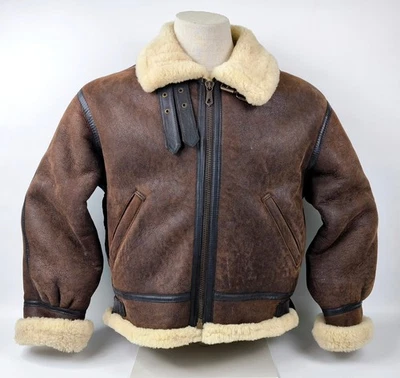 Chevignon Lederjacke Lammfell braun Gr. L Flying Wear NEU/UNGETRAGEN vintage 90s - Bild 1 von 4