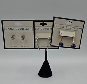 Lote de 3 pendientes Dana Buchman piedras transparentes y azules de Swarovski y circonita cúbica - Imagen 1 de 11