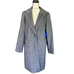 Apt 9 $80 Black Hering Single Button Front Wool Blend Coat Size Large - Picture 1 of 6