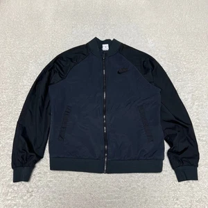 Nike Chaqueta Bomber Para Hombre Mediana Negra Cremallera Completa Ligera Cortavientos Retro - Imagen 1 de 13