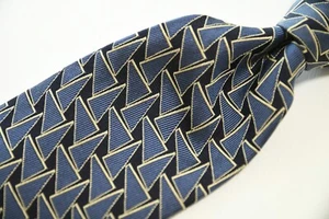 TRAD * POLO RALPH LAUREN * blaue Jacquard-Seidenkrawatte mit geometrischem Dreieckmotiv 4 Zoll - Bild 1 von 9