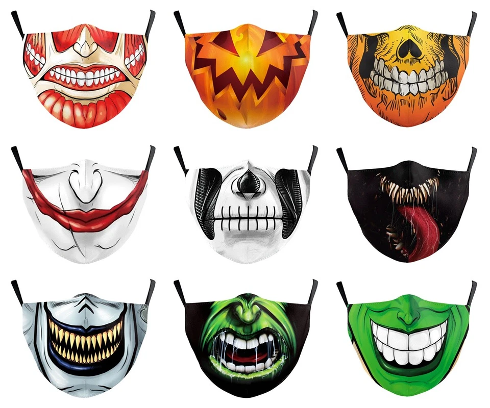 Adult Protective Facemasks 3D Skull Monster Joker Halloween Cosplay Mouth Masks - Image 1 of 4
