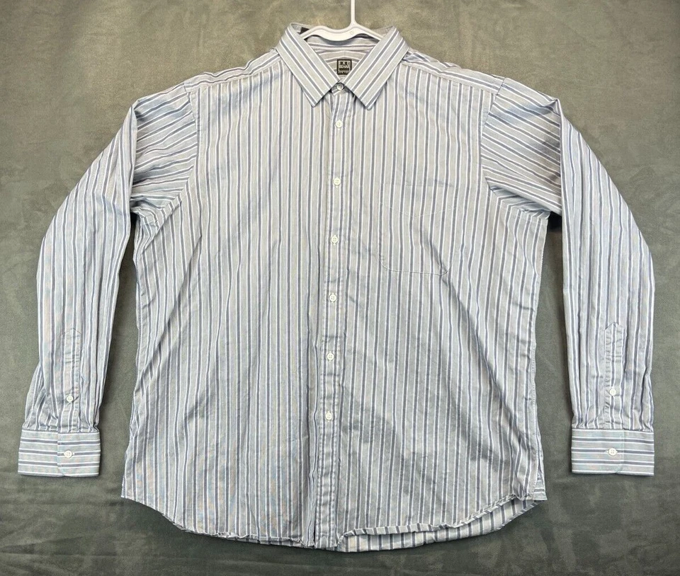 Ike Behar NY Button Down Shirt- Slim Fit - Mens 18 36/37 - Blue/Gray Stripes 622 - Image 1 of 4