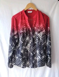 Calvin Klein Sz M Black Blouse Shirt - Picture 1 of 14