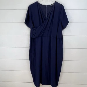 Universal Standard Mary Luxe Faux Wrap Navy Surplice Sheath Dress 18-20 - Picture 1 of 14