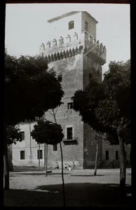 VINTAGE Magische Laterne Dia TURM IN SEGOVIA UM 1930 FOTO SPANIEN - Bild 1 von 3
