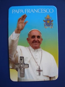 POPE FRANCIS PAPA FRANCISCO Laminated catholic Holy prayer card & Pope metal - Picture 1 of 7