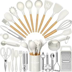 Silicone Kitchen Utensil Set, 34PCS Heat Resistant Kitchen Gadgets and Tools wit - Picture 1 of 8